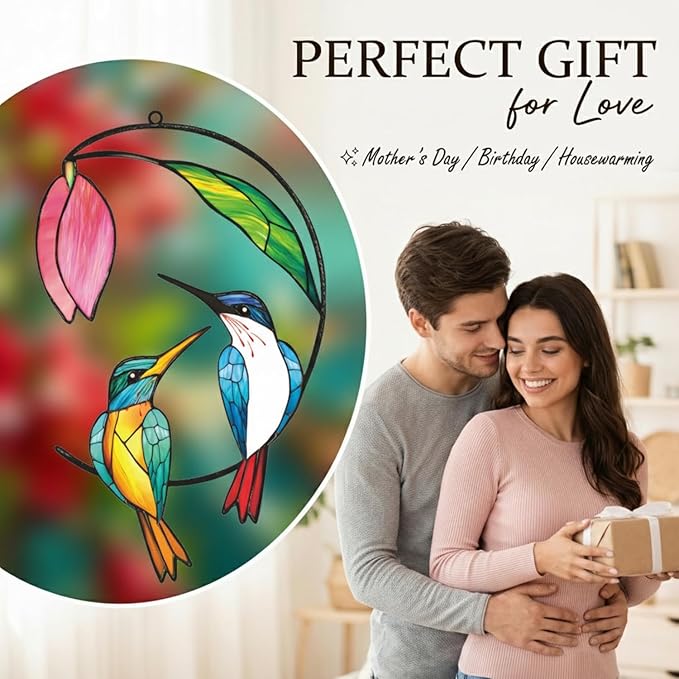 Hummingbird Gifts for Women, Hummingbird Sun Catcher for Window Hanging, Mothers Day for Mom Grandma Bird Lovers, Spring Suncatcher Garden Decor for Indoor Outdoor Windows(1)