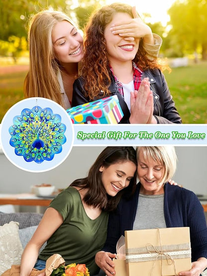 Peacock Wind Spinners Outdoor Garden Decor for Outside - 12 Inch 3D Stainless Steel Metal Wind Spinners - Peacock Gardening Gifts for Women, Yard Decorations Outdoor Hanging Decor