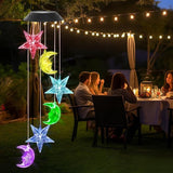 Solar Wind Chimes Outdoor Color Changing Hanging Waterproof Stars Lights Sun and Moon Decor Gifts for Mom Grandma Sister Powered Mobile for Outdoor Garden Patio Yard Window Indoor