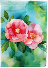 Caroline's Treasures Alabama Camellia in Watercolor Garden Flag Mailbox Flag Decorative Yard Flag Banner Outside Patio Artwork Yard Flower Beds, Garden Size, Multicolor