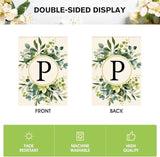 AVOIN colorlife Monogram Letter P Floral House Flag 28x40 Inch Double Sided Outside, Family Last Name Initial Yard Outdoor Decoration