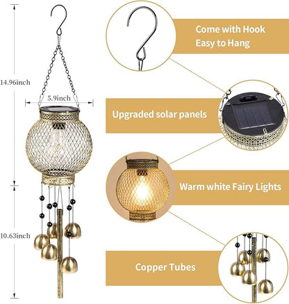 Solar Chimes Outdoor Waterproof,Hanging Solar Lantern Windchimes Outdoors or as a Commemorative Wind Chime. It is Applicable for Decoration on Balconies, porches, and courtyards