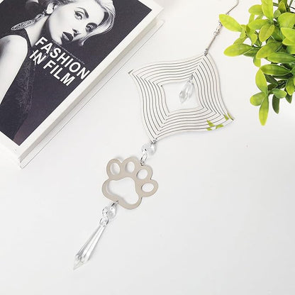 LONGSHENG - SINCE 2001 - Crystal Suncatcher Wind Spinner Pendant Hanging Silver Pet Footprints Ornament Rainbow Maker Garden Patio Sun Catcher Window Decor