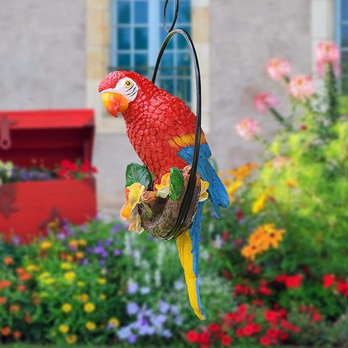 Parrot Decoration | Garden Sculpture Wall Decorations | Innovative Iron Ring Hanging Bird Statue-D