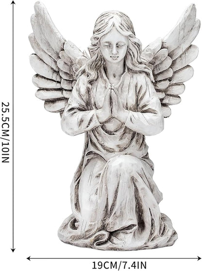 Praying Angel Garden Statue – Outdoor Kneeling Angel Figurine for Yard, Patio, Memorial Decor, Resin Sculpture, Housewarming Ornament Present