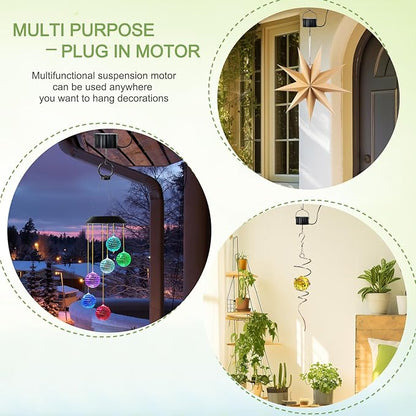 Wind Spinner Motor Plug-in Electric | Hanging Display for Wind Spinners, Chimes, Sun Catcher, Mirror Disco Ball, Home/Garden/Yard Decor Christmas Ornament
