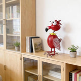 Flamingo Decor Statue Outdoor Garden Yard Metal Sculpture Home Patio Lawn Backyard Art Figurine Decorations Ornaments (B, Red)