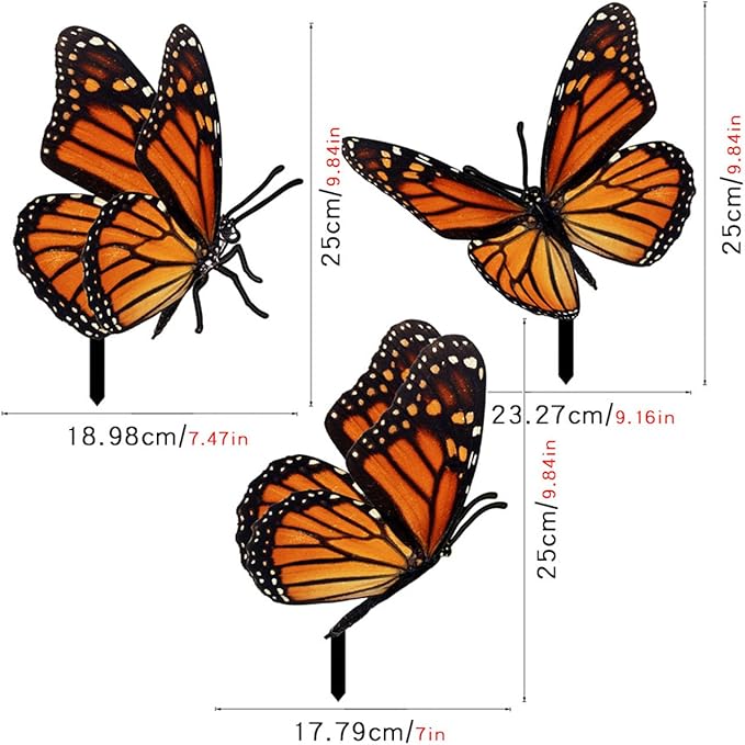 3PCS Garden Decorative Stakes, Outdoor Yard Art Ornaments, 3D Acrylic Lawn Pathway Decorations with Design for Patio Garden Stake Decor