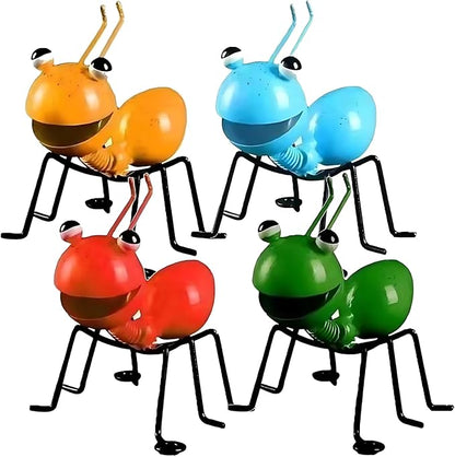 4 Pack Metal Ant Wall Decor Outdoor Garden Fence Art, 3D Wall Sculptures Colorful Cute Metal Ant Hanging Decorations for Living Room, Bedroom