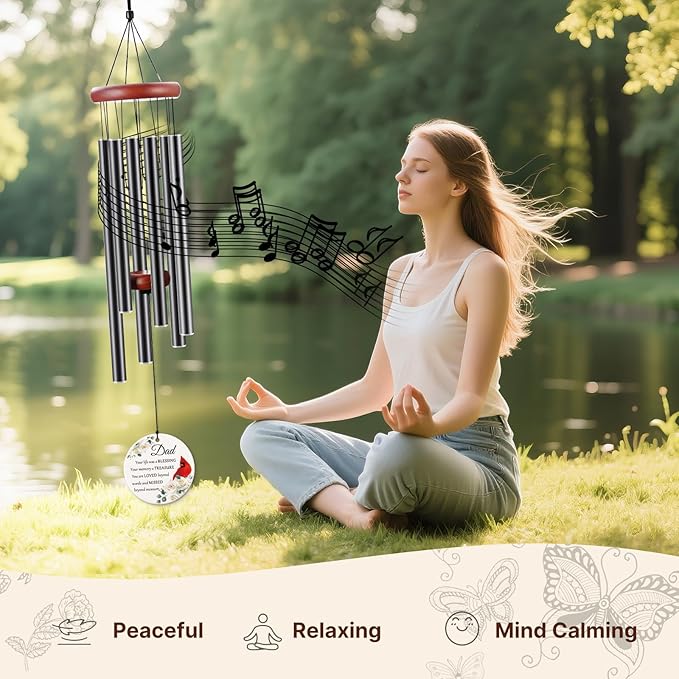 BeauGift Memorial Gifts for Loss of Dad, 32" Ceramic Wind Chimes for Loss of Father Sympathy Gift, Bereavement Remembrance Funeral Gifts for Loss of Father, in Memory of Dad Papa Loved One