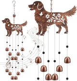 Cinnvoice 24 Inch Metal Wind Chimes Decor for Outside Garden Birthday Gift for Women Men Bronze Windchimes Pet Memorial Gift with 12 Bell for Patio Yard Lawn Housewarming Front Yard(Golden Retriever)