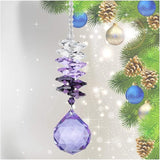 H&D 30mm Purple Chandelier Crystals Ball Rainbow Octogon Chakra Hanging Suncatcher Decorating Balls