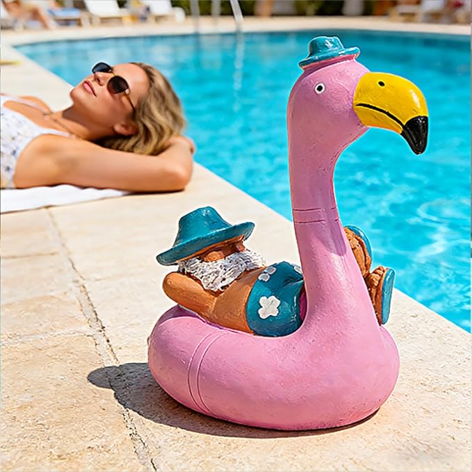 Teaeeno Pink Flamingo Figurines, Resin Bird Sculpture, Mini Flamingo Ornaments for Coastal Home Wedding Decor, Housewarming Flamingo Gifts for Lady, Tropical Holiday Decor on Desk