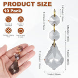 M METERXITY 10PCS Crystal Suncatcher 2 Leaves Prisms Pendants Ornament, 38mm Chandelier Hanging Crystal Sun Catcher Beads for Home Garden Windows Wedding DIY Decoration [EP Grey]