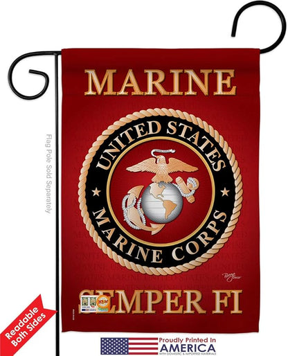 Breeze Decor GP108057-BOAF Marine Corps Americana Military Decorative Vertical Garden Flags Pack, 13"x 18.5", Multi-Color
