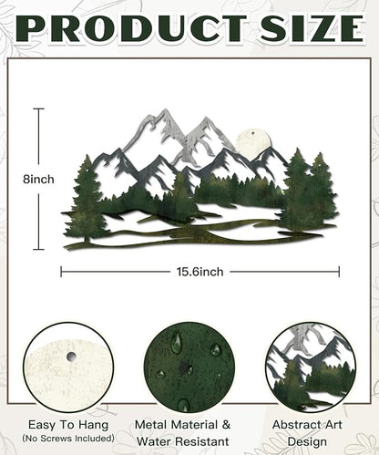 Putuo Decor Mountain Landscape Metal Wall Art Forest Design Vintage Nature Decor for Living Room, Bedroom, Office
