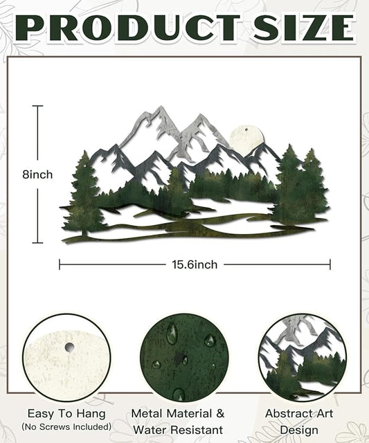 Putuo Decor Mountain Landscape Metal Wall Art Forest Design Vintage Nature Decor for Living Room, Bedroom, Office