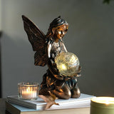 Suyorpe Garden Statues Outdoor Flower Fairy Decor,Solar Powered Outdoor Resin Statues-Patio Lawn Yard Porch, Funny Fairies Ornaments Figurines for Outside Garden Gifts,8.31 Inches Tall