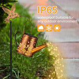 Gifts for Mom, Sunflower Butterfly Solar Lantern Outdoor Waterproof, Outside Metal Watering can Landscape Lights for Garden Yard Patio Decor Birthday Gifts for Women Grandma -with Pole