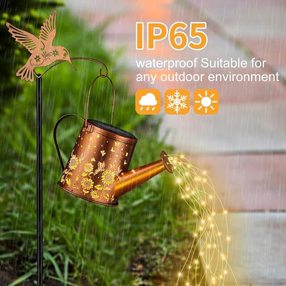Gifts for Mom, Sunflower Butterfly Solar Lantern Outdoor Waterproof, Outside Metal Watering can Landscape Lights for Garden Yard Patio Decor Birthday Gifts for Women Grandma -with Pole