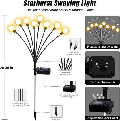 NBQQ Solar Garden Lights Outdoor, 4 Pack Swaying Light Waterproof Solar Lights Outdoor for Yard Pathway Patio, Swaying Lawn Decor as Gardening Gifts for Women Holiday