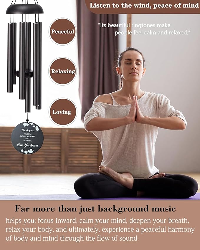 Thank You Gifts for Women Men, 37" Wind Chimes Outdoor Large for Deep Tone, Appreciation Gifts with 2pc Wind Catchers for Mother's Day Employee Coworkers Colleague Teachers Nurses for Family Friends