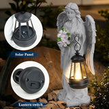 Solar Angel Garden Statue Outdoor Decor, 9 inches Angel Sculpture for Outside Patio Lawn Yard Art Gifts for Mom Grandma Women