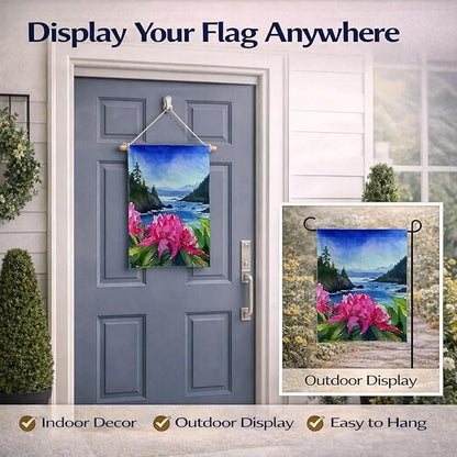 Caroline's Treasures Washington Coast Rhododendrons in Watercolor Garden Flag Mailbox Flag Decorative Yard Flag Banner Outside Patio Artwork Yard Flower Beds, Garden Size, Multicolor