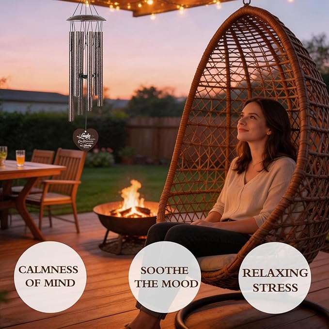 Friendship Gifts for Women - Metal Bestie Wind Chimes with Greeting Card Indoor Outdoor Patio Garden Porch Home Hanging Art Decor Graduation Birthday Thank Sisterhood Gift for Best Friends