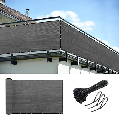 KANAGAWA 3ft x 10ft Privacy Screen Fence, 90% Blockage Heavy Duty 175 GSM Fencing Mesh Net Cover for Outdoor Wall Garden Yard Backyard 40 Cable Zip Ties Included Grey