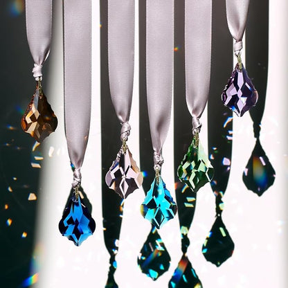 38mm Crystals Suncather Prism, 10pcs Maple Leaf Hanging Crystals Chandelier Replacement Colorful Ornament Pendant for Windows, Home, Wedding, Party Decor