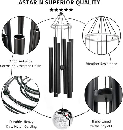 ASTARIN Personalized 30" Memorial Wind Chimes for Outside, Bereavement Gift in Remembrance of a Loved One, Sympathy Gift for Loss of Mother Father Husband, Garden Patio Decor