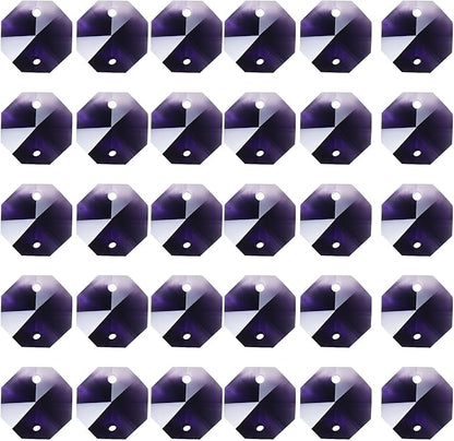 PATIKIL K9 Crystal Octagon Beads 2 Holes Pendants, 60 Pack 14mm Chandelier Prisms Parts Ornaments Hanging Beads for DIY Arts Crafts Decoration, Dark Purple