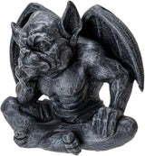 Pacific Giftware Gothic Thinking Gargoyle Statue Black Stone-Look Finish Decorative Outdoor Sculpture Medieval Cathedral Style Polyresin Home Decor 5.04" H