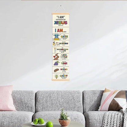 Christian Wall Poster, I am statements of Jesus Poster, Door Hanging Decors, Bible Verse Lesson Tool, Bible Verse Home Decor, Living Room Decor, Family Hanging of Scripture and Words Decorations 05