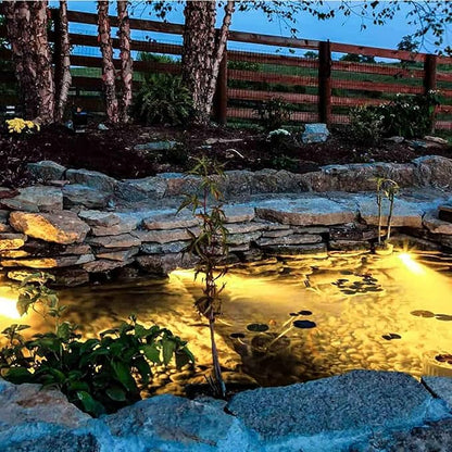 Pond Lights with Timer, Submersible Fountain Lights Colored Underwater LED IP68 Waterproof Memory Dimmable Outdoor Spotlights for Pond Fountain Waterfall Water Landscape, 5 Lights