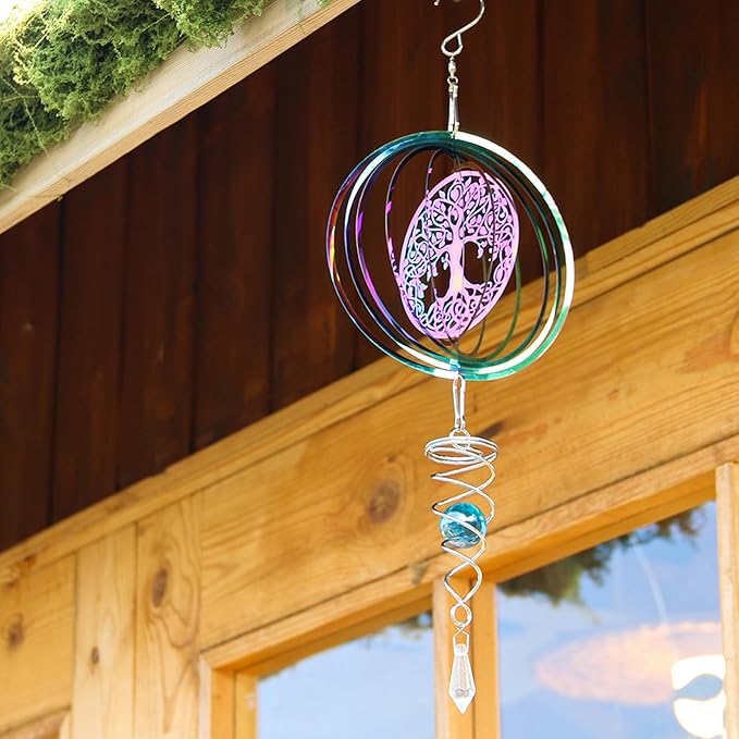 Phuryllic Wind Spinners Outdoor, Garden Decor, Bird Deterrents for Outside, 3D Metal Yard Decorations for Patio & Backyard, Unique Gardening Gifts for Women & Moms - Tree of Life