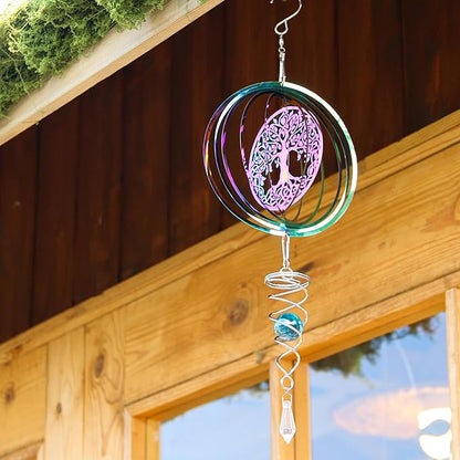 Phuryllic Wind Spinners Outdoor, Garden Decor, Bird Deterrents for Outside, 3D Metal Yard Decorations for Patio & Backyard, Unique Gardening Gifts for Women & Moms - Tree of Life