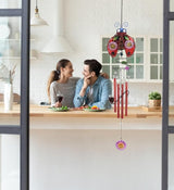 CoTa Global Ladybug Wind Chime - Handmade Glass and Metal Chime - Bug Wild Life Hanging Decor - Colorful Home Decor Gift, Indoor and Outdoor Hanging Decoration For Porch, Patio, and Garden - 33.5 Inch