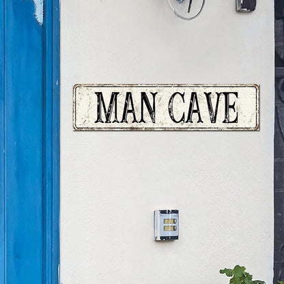 Madcolitote Personalized Man Cave Street Sign Vintage Man Cave Wood Signs Wall Art Rustic Wall Decorations for Living Room Home Decor for Home Man Cave Door Porch Garden Party 6x24in