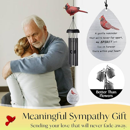 Memorial Wind Chimes for Outside,Cardinal Wind Chimes for Loss of Loved One,Sympathy Wind Chime,Memorial Gifts for Loss of Mother,Sympathy Gifts for Loss of Dad,Windchimes in Memory of a Loved One