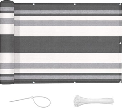 LOVE STORY Balcony Privacy Screen, 3'x10' Deck Shield Screen Fence Cover,UV Protection and Weather-Resistant,3 FT Height for Deck, Patio, Backyard, Outdoor Pool, Porch, Railing, Silver Grey White