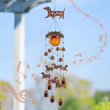 Dachshund Solar Wind Chimes for Outside,Metal Dog WindChimes with Cracked Glass Lights,Hanging Solar Lights Outdoor,Yard,Patio,Garden,Porch Decor