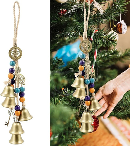 Witch Bells Protection for Door Knob, 13" Hanger Wind Chimes, Christmas Bells for Witchy Home Decor, Witchy Things Clear Negative Energy Witchcraft Supplies (Heath, Soul, Vitality)