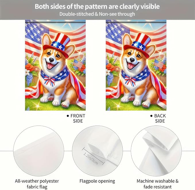 BlissYard Patriotic 4th of July Corgi Dog Garden Flag American Flag Welcome Small Yard Flag 12x18 Inch Double Sided Patriotic Dog Decor Outdoor Seasonal Decoration Independence Day Memorial Day