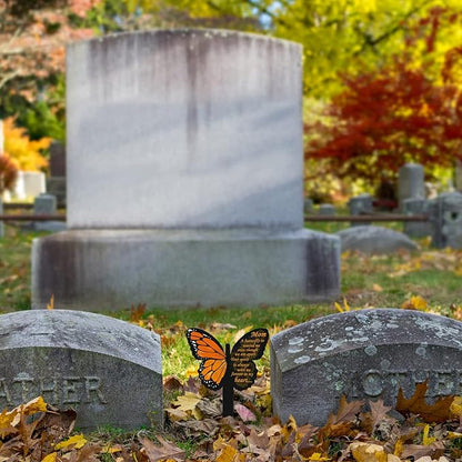 Geosar Mom Memorial Stakes Cemetery Grave Plaque Stake Markers Memorial Butterfly Plaques for Outdoors Sympathy Garden Stake Acrylic Waterproof Garden Grave Decoration(Retro Style)