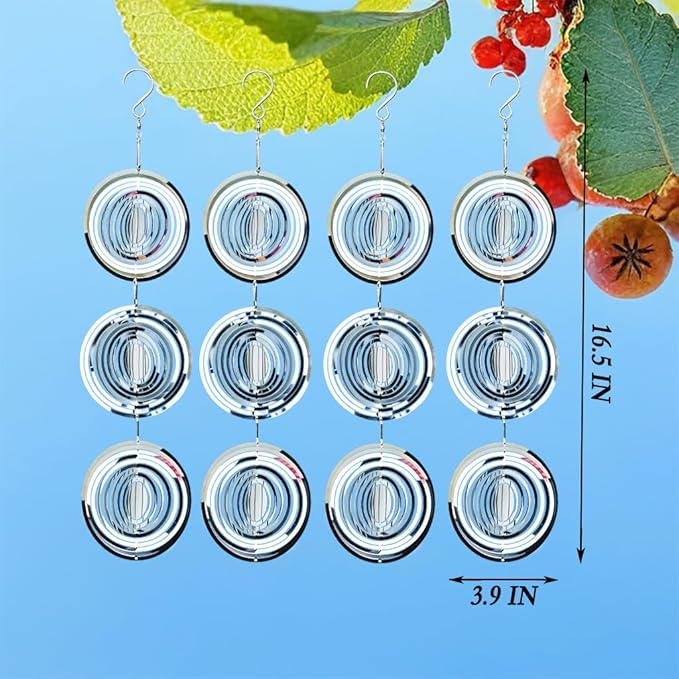 12PCS Bird Deterrents for Outside Patio, Stainless Steel Bird Reflectors to Keep Birds Away, Woodpecker Deterrent for House，Bird Scare Devices to Keep Pigeons Away from Your Garden