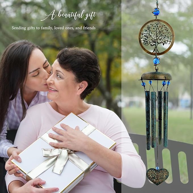 ASTARIN Wind Chimes Outside Unique Tree of Life Wind Chime All Metal Wind Chimes for Love One Gifts for Mom, Grandma, Daughter, Decoration for Home, Garden, Patio, Backyard(29”)