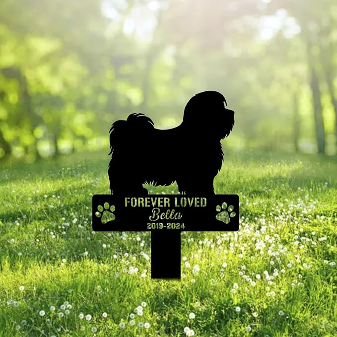 Custom Havanese Dog Metal Memorial Garden Stake Personalized Pet Grave Marker Name Sign Remembrance Stake Decor Sympathy Dog Loss,Outdoor Statues for Yard Garden Lawn Patio Pathway Grave Ornament.
