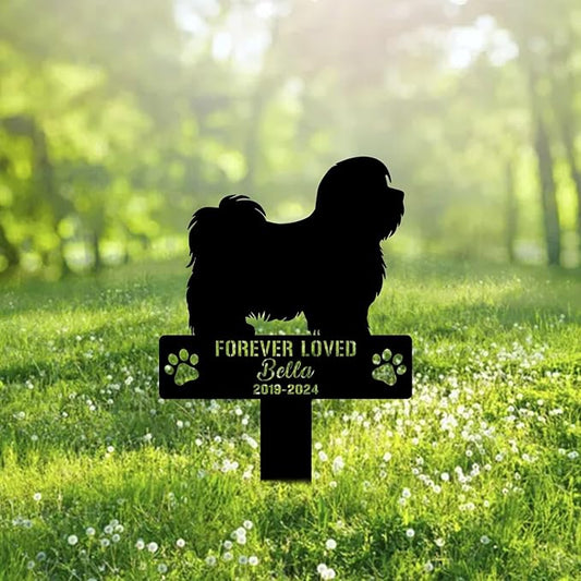 Custom Havanese Dog Metal Memorial Garden Stake Personalized Pet Grave Marker Name Sign Remembrance Stake Decor Sympathy Dog Loss,Outdoor Statues for Yard Garden Lawn Patio Pathway Grave Ornament.